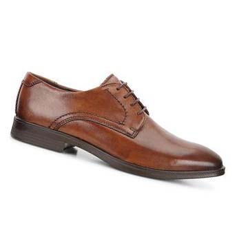 Men's Ecco Melbourne Tie Dress Shoes Brown | SG 522AHK